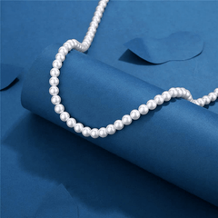 Men's Pearl Bead Necklace Strand Jewelry