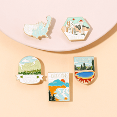 Landscape River Architecture Brooch For Men