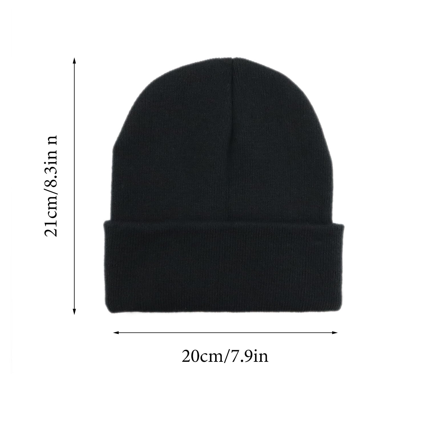 Flame Embroidered Beanie Hip Hop Knitted Warm Skull Cap