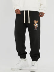 Bear Taking Photos Print Men's Drawstring Pocket Sweatpants