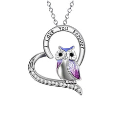 Heart Owl Pendant Necklace Holiday Gift For Girls