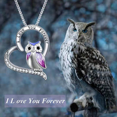 Heart Owl Pendant Necklace Holiday Gift For Girls