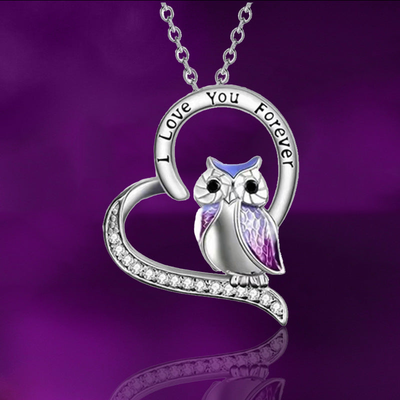 Heart Owl Pendant Necklace Holiday Gift For Girls