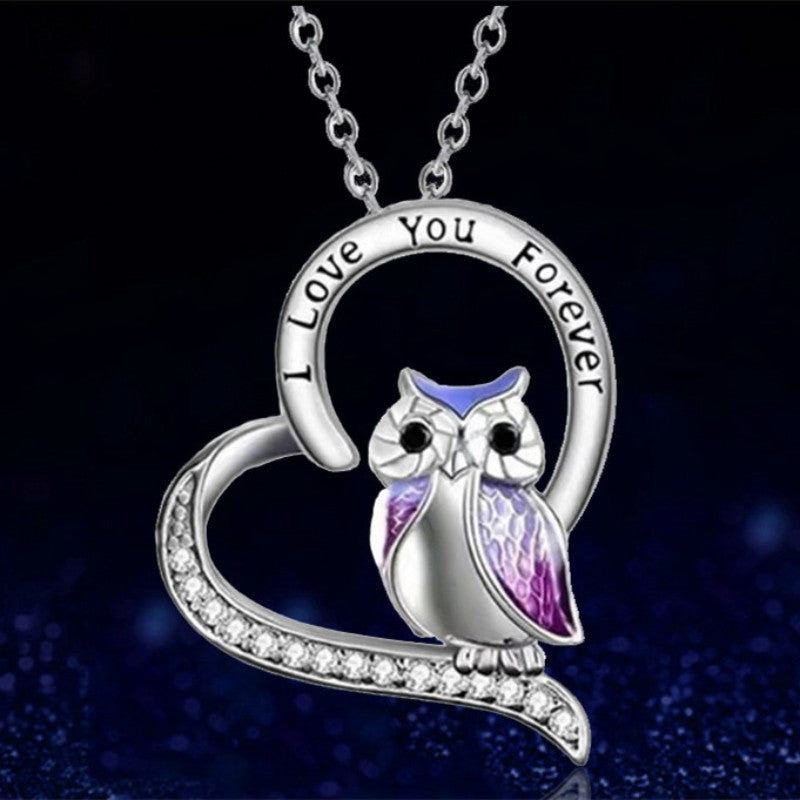 Heart Owl Pendant Necklace Holiday Gift For Girls