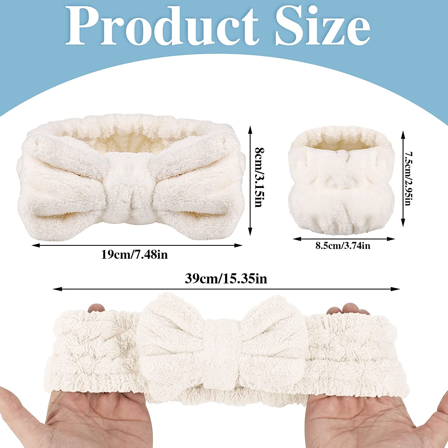 3pcs Face Wash Headband & Wristband Set Soft Spa Facial Makeup Skincare