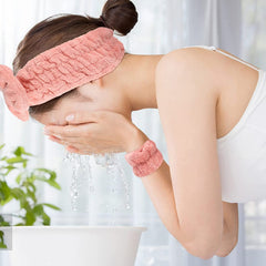 3pcs Face Wash Headband & Wristband Set Soft Spa Facial Makeup Skincare