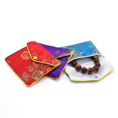 Chinese Brocade Embroidered Jewelry Silk Purse Small Jewellery Gift Bag