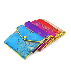 Chinese Brocade Embroidered Jewelry Silk Purse Small Jewellery Gift Bag