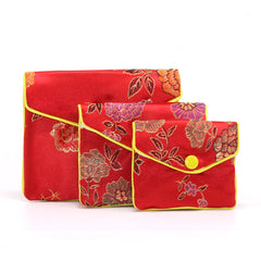 Chinese Brocade Embroidered Jewelry Silk Purse Small Jewellery Gift Bag