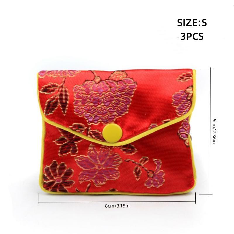 Chinese Brocade Embroidered Jewelry Silk Purse Small Jewellery Gift Bag
