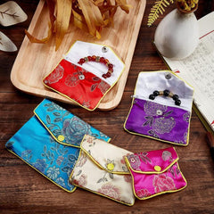 Chinese Brocade Embroidered Jewelry Silk Purse Small Jewellery Gift Bag