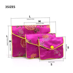 Chinese Brocade Embroidered Jewelry Silk Purse Small Jewellery Gift Bag
