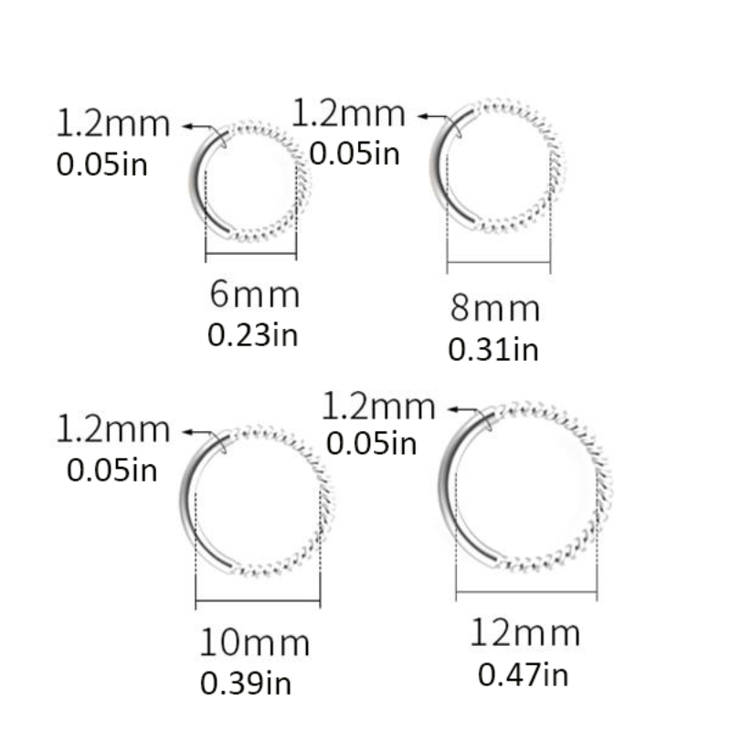 Stainless Steel Seamless Nose Clicker Ring 6-12mm Unisex Punk Hoop Earrings