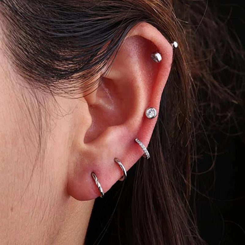 Stainless Steel Seamless Nose Clicker Ring 6-12mm Unisex Punk Hoop Earrings