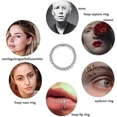 Stainless Steel Seamless Nose Clicker Ring 6-12mm Unisex Punk Hoop Earrings