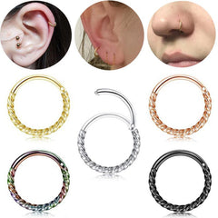 Stainless Steel Seamless Nose Clicker Ring 6-12mm Unisex Punk Hoop Earrings