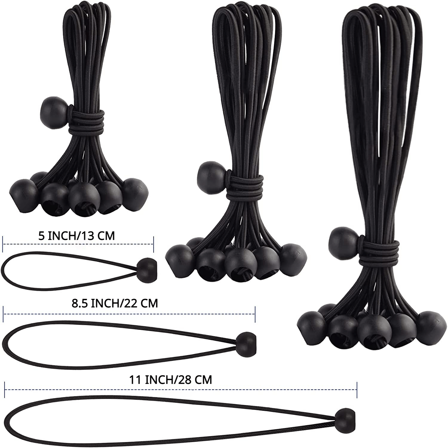 25 Heavy Duty Ball Bungee Cords for Shelter Gazebo Camping Tent Cargo