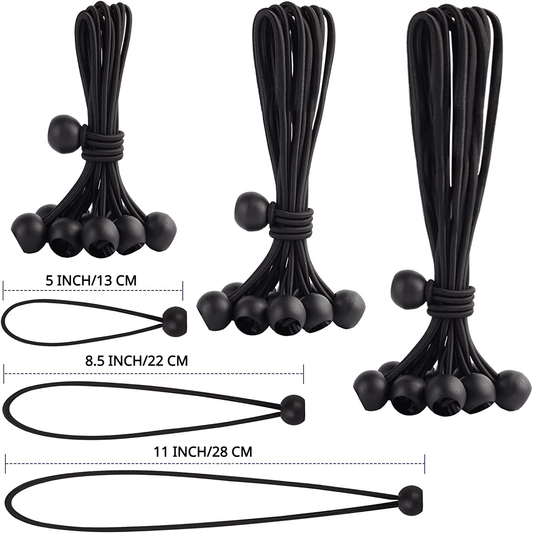 25 Heavy Duty Ball Bungee Cords for Shelter Gazebo Camping Tent Cargo