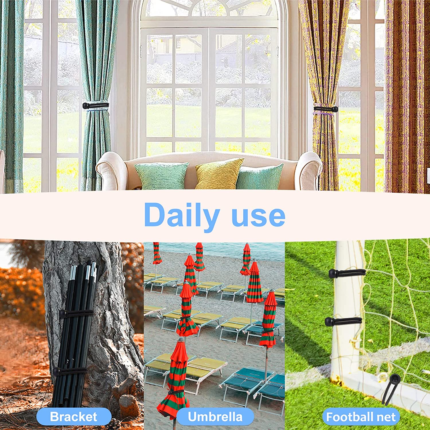 25 Heavy Duty Ball Bungee Cords for Shelter Gazebo Camping Tent Cargo