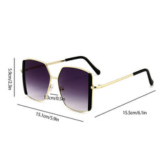 Oversized Square Sunglasses Metal Frame Gradient UV400