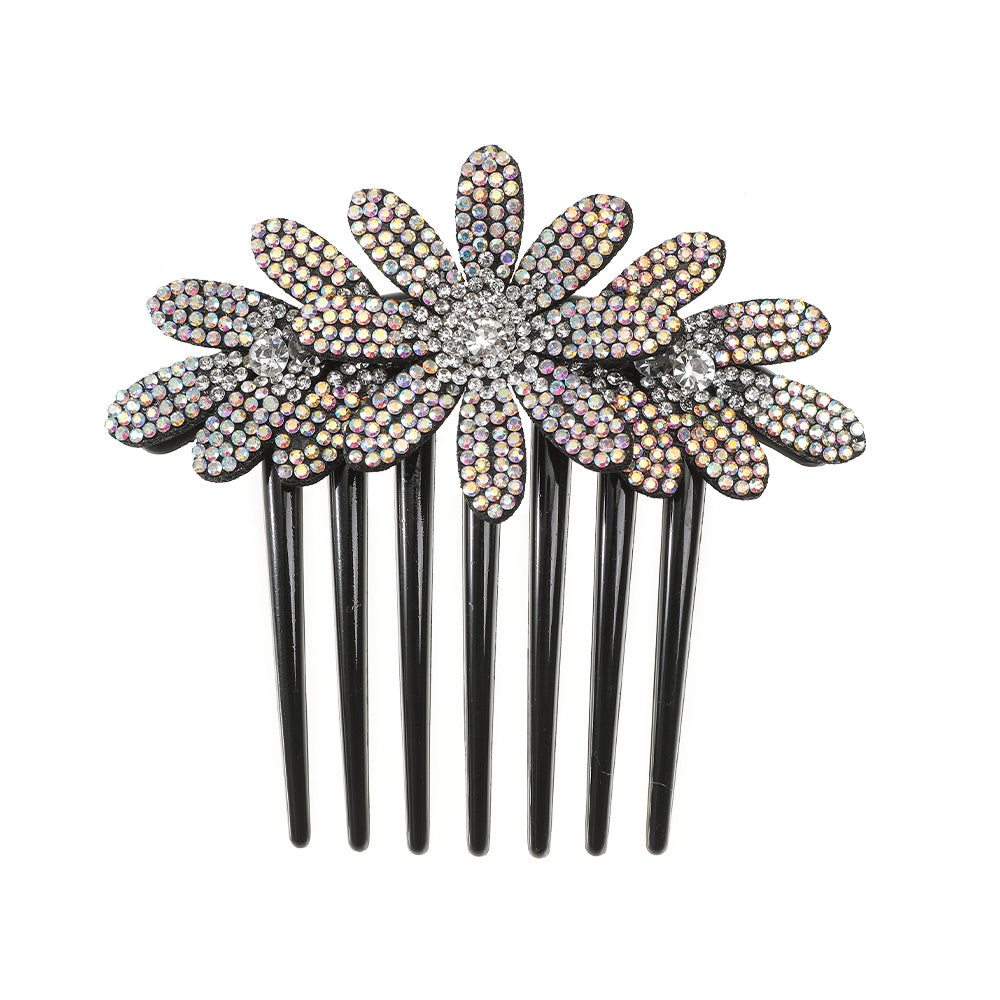 Retro Rhinestone Flower Hair Comb Solid Hair Claw Hair Accessories