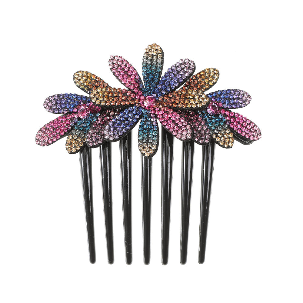 Retro Rhinestone Flower Hair Comb Solid Hair Claw Hair Accessories