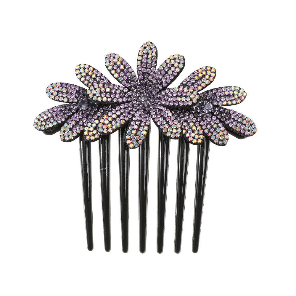 Retro Rhinestone Flower Hair Comb Solid Hair Claw Hair Accessories