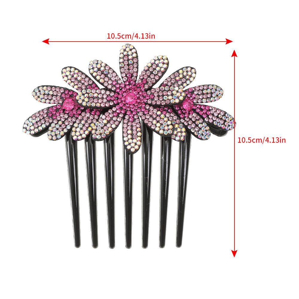 Retro Rhinestone Flower Hair Comb Solid Hair Claw Hair Accessories