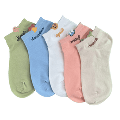 5 Pairs Letter Print Ankle Socks Women's Stockings
