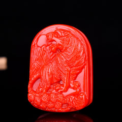 Men's Jade Tiger Belt Buckle Red Jade Bearer Pendant
