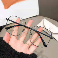 Square Anti Light Glasses for Women Men Students Metal Nearsighted Myopia