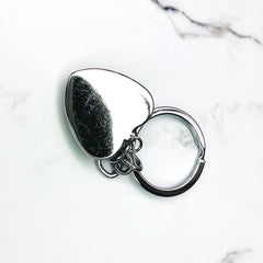 Piano Keys Music Notes Key Chain Heart Shaped Glass Gem Pendant Keyring