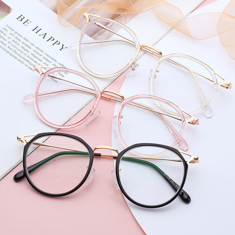 Square Anti Light Glasses Metal Frame Clear Lens Hollow Glasses