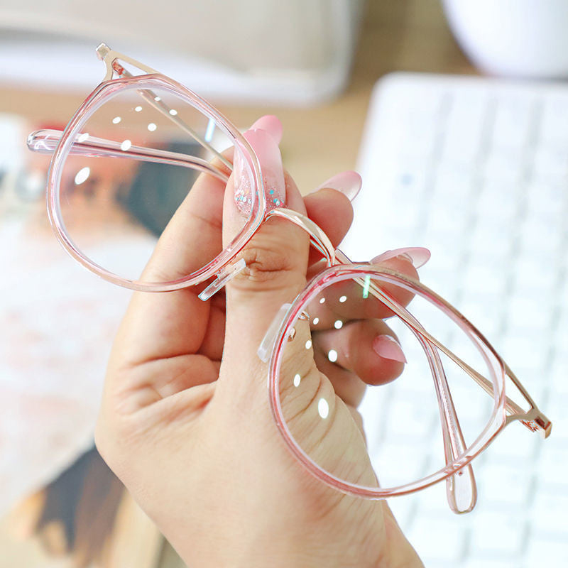 Square Anti Light Glasses Metal Frame Clear Lens Hollow Glasses