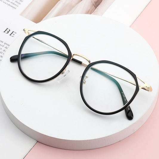 Square Anti Light Glasses Metal Frame Clear Lens Hollow Glasses