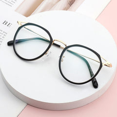 Square Anti Light Glasses Metal Frame Clear Lens Hollow Glasses