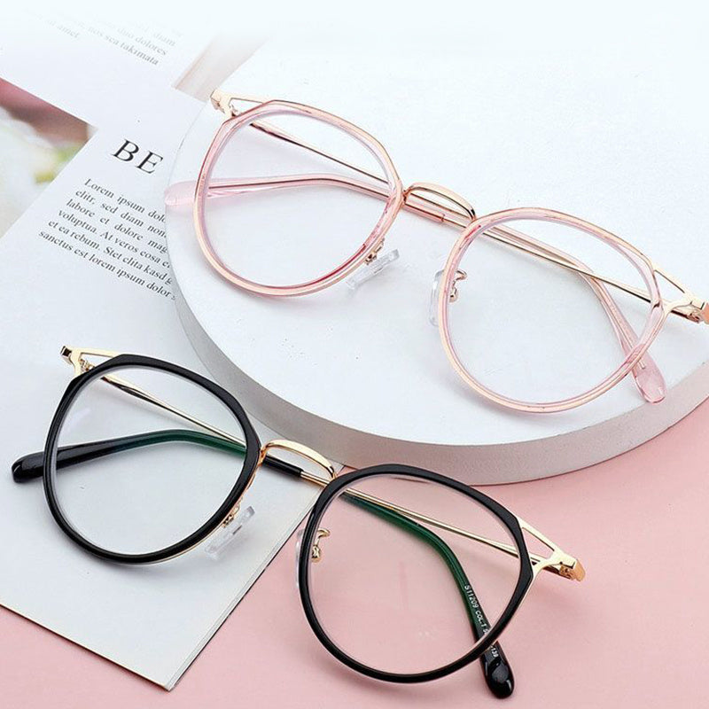 Square Anti Light Glasses Metal Frame Clear Lens Hollow Glasses