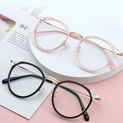 Square Anti Light Glasses Metal Frame Clear Lens Hollow Glasses
