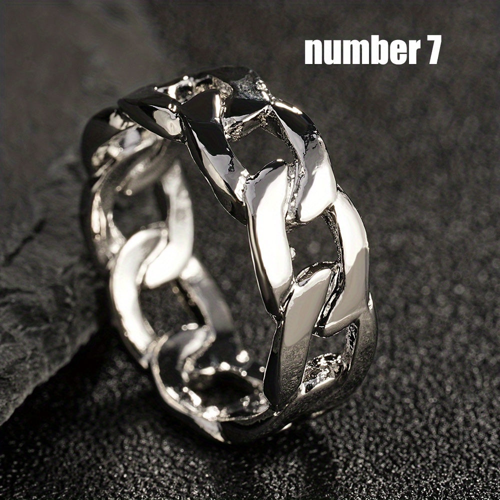European American Men's Twist Ring Cuban Chain Ring Hip Hop Couple Ring
