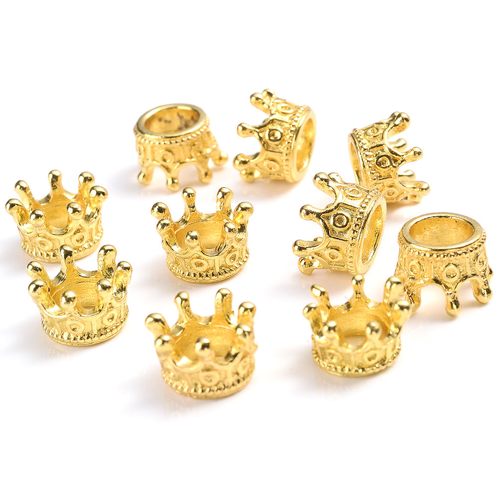 10pcs Vintage Crown Spacer Beads For Jewelry Making DIY Bracelet Accessories