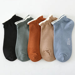 5 Pairs Colorblock Trim Short Socks for Women