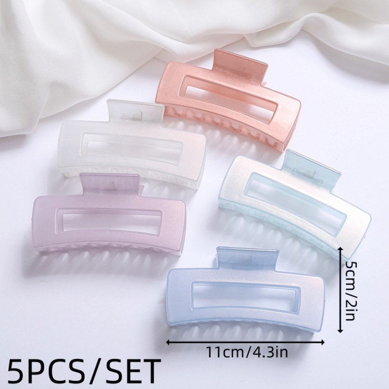 5pc Pearlescent Rectangle Hair Claw for Women