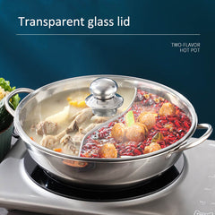 1pc Sichuan Hot Pot Stainless Steel Divided Cooking Pot for Gas Stovetop