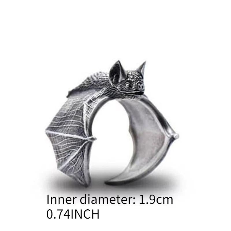 Retro Punk Style Bat Ring Halloween Ring Men