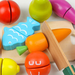 Kids' Deluxe Play Kitchen Set with Cutting Play Food Pretend Fruits & Vegetables