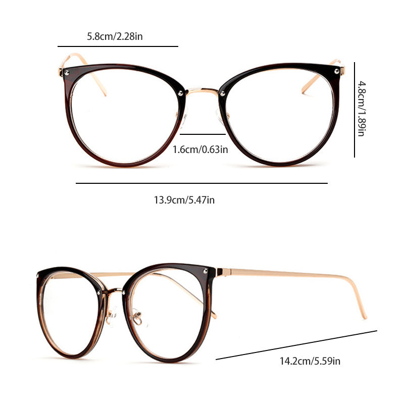 Round Glasses For Women Men Vintage Classic Metal Flat Mirror Eyeglasses