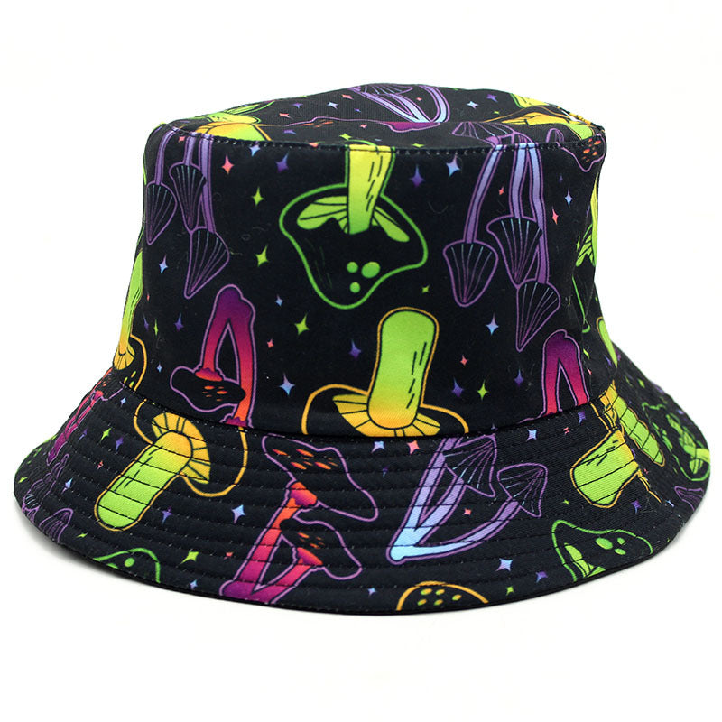 Colorful Mushroom Print Bucket Hat Hip Hop Lightweight Couple Basin Hat
