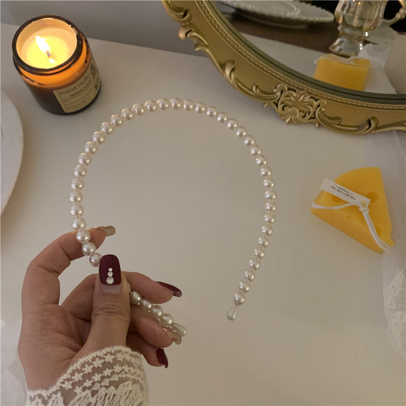 Faux Pearl Decor Headband Retro Style Hair Accessory Lady Women Girls