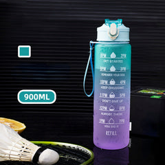 32oz Leakproof Water Bottle with Time Marker and Straw