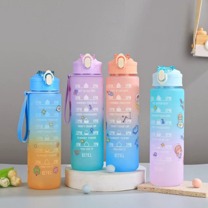 32oz Leakproof Water Bottle with Time Marker and Straw